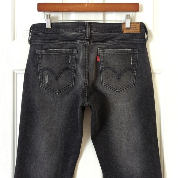 Levi's Y2K 545 Classic Low Rise Slim Fit Ankle Boot Cut Jeans Faded Black 8 - Picture 5 of 15